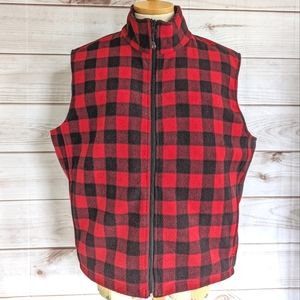Woolrich Red and Black Buffalo Plaid Fleece Vest